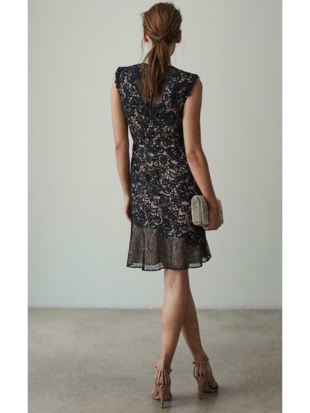 NWT Reiss June Lace Navy Blue Dress, size US 2 - Picture 4 of 14